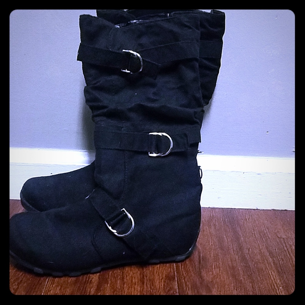 Tall black boots with zipper